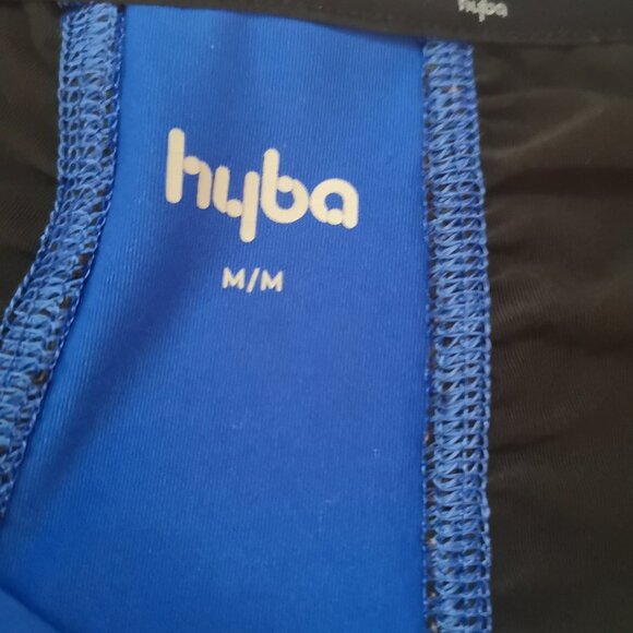 Hyba Ladies Size Medium Royal Blue & Black V-neck Short Sleeve Exercise Top - Picture 3 of 5